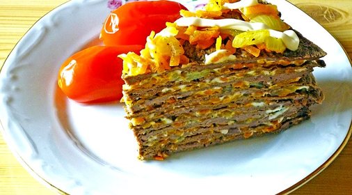Закусочный торт из печени