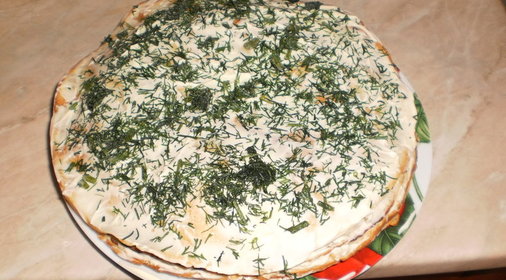 Торт из рыбных блинов