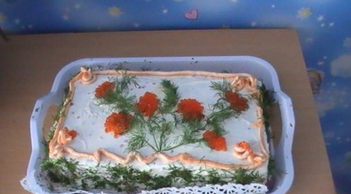 Рыбный бутербродный торт