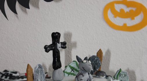 торт Frankenweenie Спарки и маффинсы на хэллоуин(страшно и вкусно аж жуть)