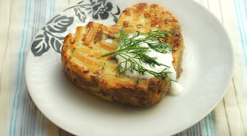 Макаронный торт с творогом и шпинатом