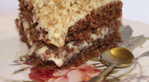 Шоколадно-гречневый торт с карамельно-цитрусовым кремом