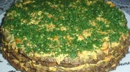 Cлоённый тортик из печёнки