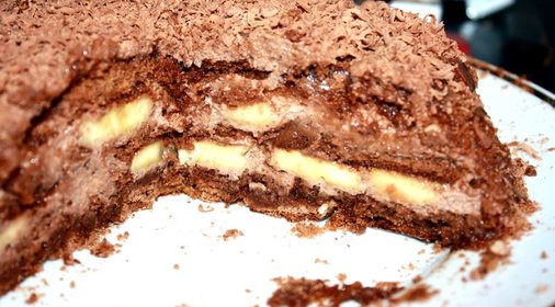 Шоколадно-банановый торт из пряников