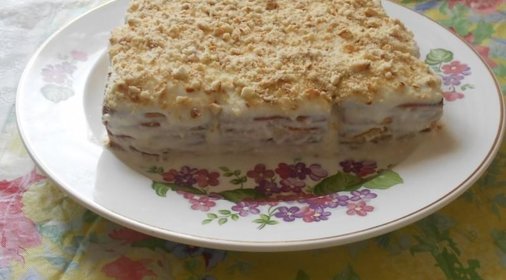 Торт из печенья и творога без выпечки