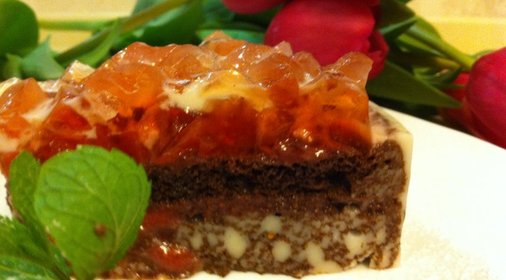 Шоколадный торт с Молочно-Клубничным Желе